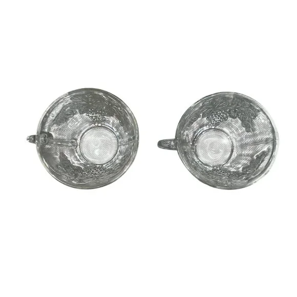 Vintage Punchbowl Glasses Used Matching Set of 2 Grapevines - Picture 2 of 16